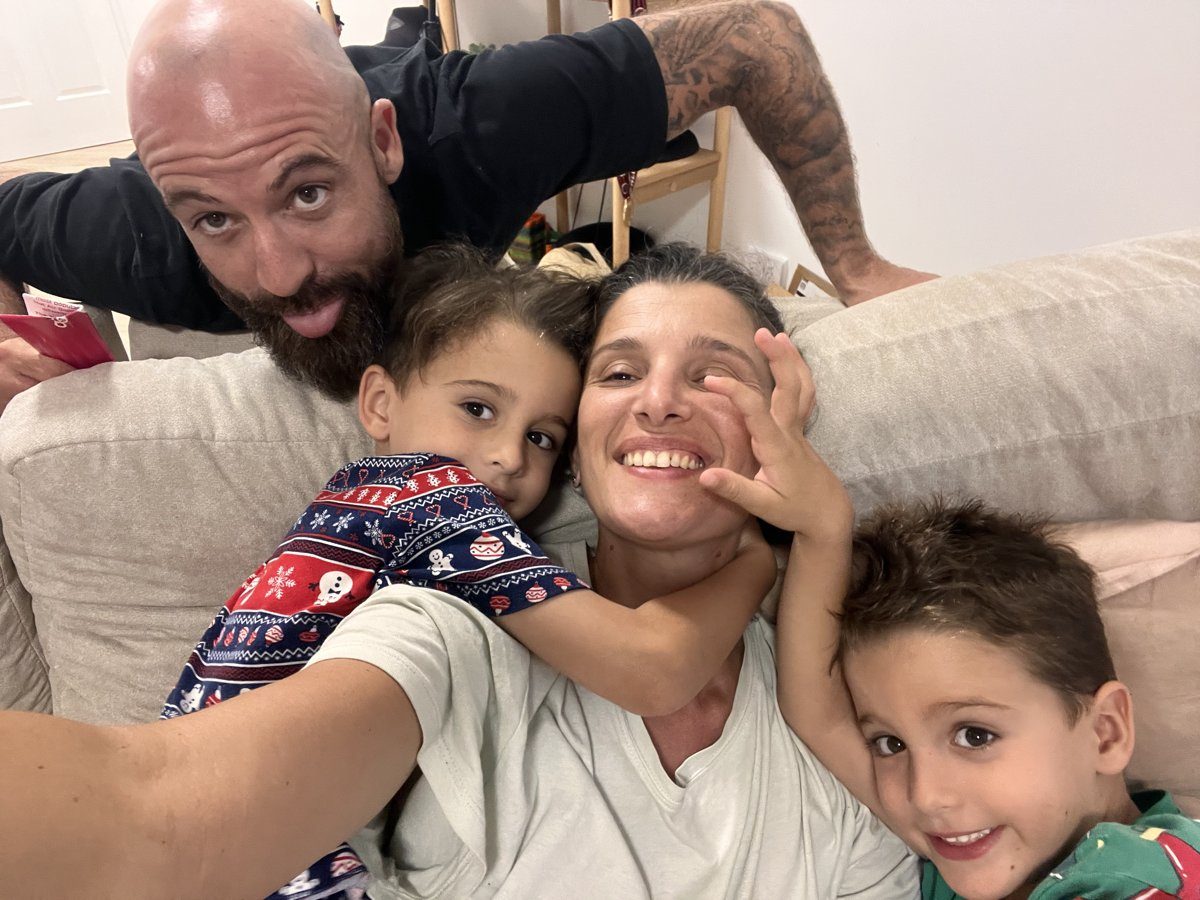 Cozy family moment at home
